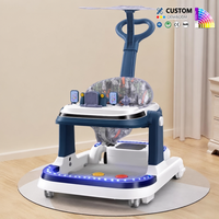 Marchettes d'éveil 4-en-1 pour bébé, pliables, avec poignée de poussée, plateau d'activités, roues et siège, vente en gros
