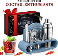 Set Shaker Koktail Baja Tahan Karat Boston, Penjualan Terlaris, Dilengkapi Dudukan Kayu, Kapasitas 750ml, Aman untuk Mesin Cuci Piring, Peralatan Bar Mewah, Set Hadiah
