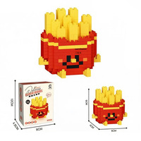 Jouets de construction micro-blocs amusants en plastique : Figurines et aliments en briques (Hamburger, Avocat, Pain, Chips, Gâteau, Ananas, Lait)