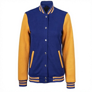 Veste universitaire bleue et moutarde pour homme avec fermeture boutonnée, coupe classique, col rabattu, en polyester et coton, pour l'automne - Product Image 1