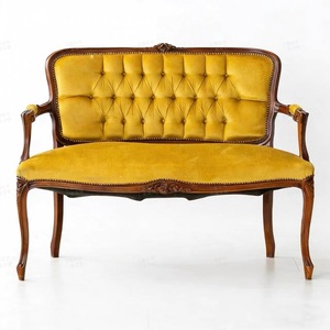 Divano a Due Posti in Legno Massello Intagliato Stile Country Americano per <span class=keywords><strong>Camera</strong></span> <span class=keywords><strong>da</strong></span> Letto o Soggiorno, Poltrona <span class=keywords><strong>Antica</strong></span> - Product Image 6