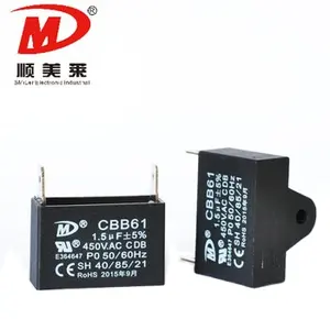 Capacitor de filme CBB CBB61 Ventilador de teto 2 fios motor run capacitor AC 450V 3.5uF capacitor eletrônico