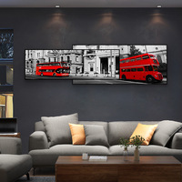 Peinture murale de paysage réaliste moderne européenne pour salon, décoration murale, diptyque empilé horizontal
