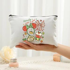 Pochette cosmétique en toile à imprimé oreilles de souris et nœud coquette de Noël, trousse de maquillage et étui à crayons multifonctionnel avec fermeture éclair, cadeau de Noël - Product Image 1