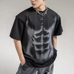 Camisetas de hombre unisex de manga corta con logotipo gráfico personalizado, diseño liso con múltiples bolsillos, ropa de calle, camisetas vintage de peso pesado de gran tamaño - Product Image 3