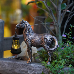 Ornements de jardin en résine en forme de cheval à énergie solaire, décoration et aménagement de balcon, aménagement paysager extérieur - Product Image 2
