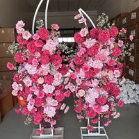 Arrangement floral en soie fait main IFG 150x60cm, fleurs artificielles romantiques roses, toile de fond pour les décorations de mariage et de la fête des mères