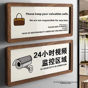 Cartello Rettangolare <span class=keywords><strong>in</strong></span> <span class=keywords><strong>Legno</strong></span>: È Entrata una Persona che si Trova <span class=keywords><strong>in</strong></span> Area di Sorveglianza Elettronica 24 Ore su 24 - Si Prega di Proteggere i Propri Oggetti di Valore - Product Image 2