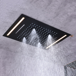 Nero LED pioggia cascata doccia soffitto montato smart soffione doccia bagno <span class=keywords><strong>quadrato</strong></span> soffione - Product Image 4