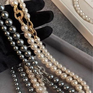 Pearl Necklace AAA Grade 8mm 10mm White Gray Ball Shape Clavicle Chain Everyday Wear Leisure Jewelry - Product Image 3
