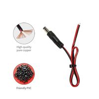Cable de Alimentación CC con Conector Macho DC5521, Cable de Conexión CC con Cable Paralelo Rojo y Negro para Tira de LED, CCTV, Router