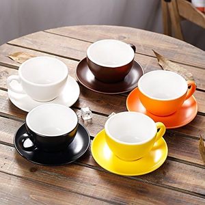 Taza y Platillo para Café de Vertido Libre, Pequeño Capuchino y <span class=keywords><strong>Doble</strong></span> <span class=keywords><strong>Espresso</strong></span>, Tazas de Cerámica para Cafetería y Barista - Product Image 5