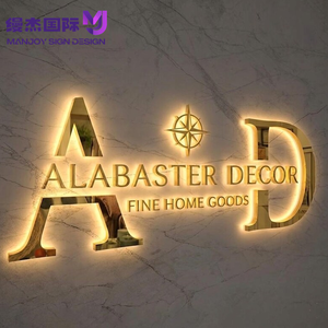 Letrero LED Flotante Retroiluminado en Oro Rosa Cepillado Personalizado, Letras de Acero Inoxidable en Oro Espejo para Decoración de Pared de Salón o <span class=keywords><strong>Boutique</strong></span> - Product Image 3