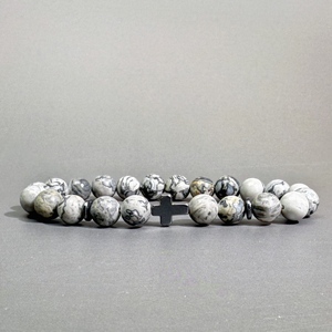 8mm rundes Lapislazuli-Perlen armband mit Diamant-Frauen-feinem buddhistischen Jubiläums geschenk, das Kristallkreuz-Kugel muster heilt - Product Image 4