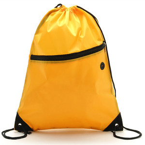 Promotional Gift Custom Logo 210D Polyester Sports Gym Backpack String Drawstring Bags With Zipper Pocket and Earphone Hole