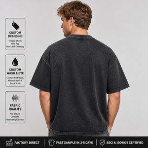 T-shirt Grafica Personalizzata da Uomo in Cotone Pesante Effetto Vintage, Vestibilità Oversize Boxy, Stampa Lettere <span class=keywords><strong>Los</strong></span> <span class=keywords><strong>Angeles</strong></span>, Stile Streetwear - Product Image 5