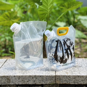 Logotipo personalizado 5L 10L Laminación de plástico Stand-up Caño Bolsa Asa para agua Líquido Envasado de alimentos Tratamiento de impresión en huecograbado - Product Image 4