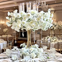 Nouveau design SMS, porte-bougie doré brillant, support à fleurs, centre de table, décoration de mariage avec fleurs