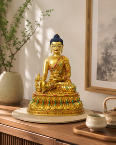 รูปปั้นพระพุทธรูปทำจากทองแดงชุบทองสั่งทำสำหรับวัดบูชา - Product Image 3