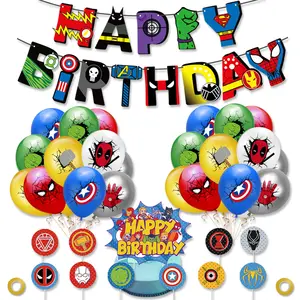 Spiderman Hulk Konfetti Latex Luftballons Alles Gute zum Geburtstag Banner Party Dekor Junge Kinder Geburtstag Luftballons Kinder Spielzeug K0004