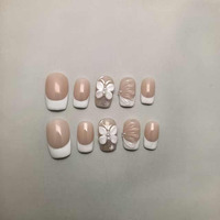 Faux ongles pressés par le fournisseur, motif de Noël peint à la main, décoration 3D, ongles artificiels, support personnalisé