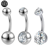 Xinfocus Anneau de nombril en titane 14G, piercing de nombril en acier inoxydable, bijoux de corps tendance pour femmes et hommes, piercing en titane G23
