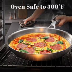 Vente Flash en Gros Poêle à Frire en Acier Inoxydable Titane Triple <span class=keywords><strong>Couche</strong></span> Sans Revêtement 20/24/26/28cm (8/10/12 Pouces) - Product Image 4