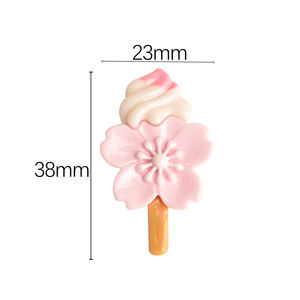 Cabujón de resina de flor dulce con forma de helado para accesorios de resina DIY y set de juego de comida en miniatura - Product Image 5