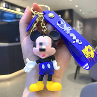 Poupée 3D Mickey Minnie Mouse Porte-clés PVC Dessin Animé Conception Anti-Perdu Cadeau pour Enfants Accessoires de Clé de Voiture Personnalisée