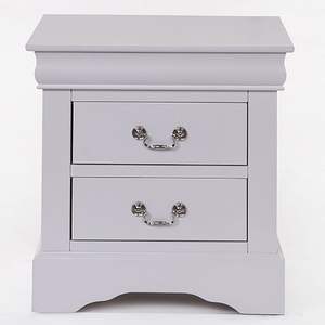 Mesita de Noche de Madera Maciza Blanca con 2 Cajones, Diseño Moderno Antiguo, Mueble de Dormitorio con Carga Inalámbrica para Apartamento - Product Image 4