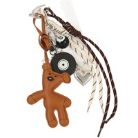 Nouveau porte-clés et breloque de sac en PU semi-fait main, motif dessin animé Mr Bean et ours en peluche, style Miu, avec ornement en cordon tressé noir à huit brins