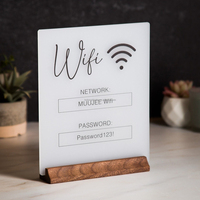 HoFong Acrylic Sign Support d'affichage Wifi pour la location à domicile Petite entreprise Salon Restaurant Bar Hôtel-Panneau de table glacé ou noir