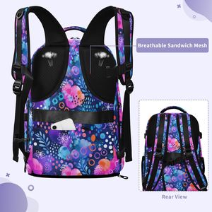 Sac à dos de sport décontracté coloré à motif floral à pois, imprimé personnalisé, sac à dos de loisirs en polyester, sac de voyage pour ordinateur portable pour femmes - Product Image 6