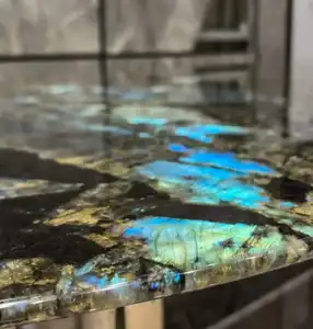 หรูหราหินสีฟ้า Labradorite แผ่นหินแกรนิตท็อปส์ซูโต๊ะเคาน์เตอร์ตกแต่งออกแบบบ้าน