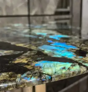 Tấm Đá Hoa Cương Labradorite Màu Xanh Dương Sang Trọng Mặt Bàn Trang Trí Thiết Kế Nhà Cửa