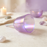 Juego de Cuencos Cantores de Cristal Translúcidos de Colores Chakra HF, Cuencos de Sonido con Asa de Cristal de Cuarzo Alquímico para Sanación Sonora