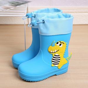 <strong>Low</strong> MOQ Easy on PVC <strong>Wellies</strong> Kid's Waterproof Animal Character With Contraction Rope Children Printed Rain Boot Cotton-padded - Product Image 5