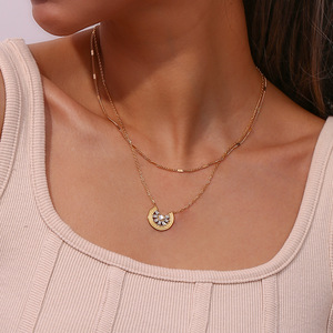 Bisutería de moda chapado en oro real dorado completo diamante circón colgante en forma de corazón <span class=keywords><strong>para</strong></span> <span class=keywords><strong>novia</strong></span> Mujer - Product Image 4