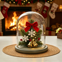 Base en bois gris personnalisée avec LED pour cloche en verre, support pour fleurs préservées, veilleuse, décoration de table