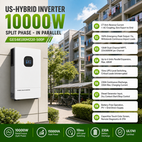 Onduleur hybride biphasé 10000W norme US 50/60Hz, efficacité >92%, unité complète empilable en parallèle pour système solaire domestique complet