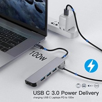 Hub USB-C 5 en 1 avec charge 4K PD 100W pour ports USB 3.0/2.0 2.1, en alliage d'aluminium - En stock