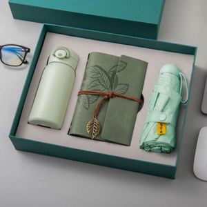 Nouvelles idées de produits 2025 : Ensemble agenda, bouteille d'eau/gourde isotherme et petit parapluie série couleurs macaron pour articles cadeaux - Product Image 5