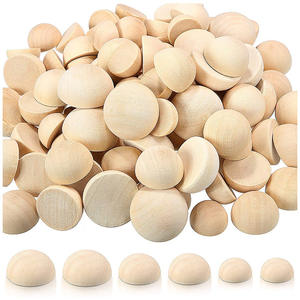 2024 Großhandel 10mm 20mm 30mm 40mm Unvollendete geteilte feste halbrunde Holz kugeln Kunden spezifische halbe Holz perlen für die handwerkliche Malerei - Product Image 2