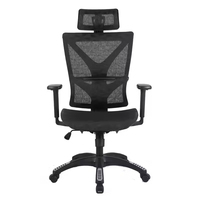 Chaise de bureau ergonomique moderne JR RACING JRMC-20BK à dossier haut en tissu noir, pivotante et réglable, avec base à cinq étoiles