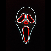 Masque LED d'Halloween Ghost Scream Lumineux Effrayant 3 Modes Masque de Déguisement Carnaval Bar Horreur Cosplay Fête Néon