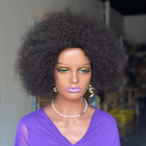 Cheveux humains vierges courts Afro Kinky Curly Bob 12 pouces Bomb Fluffy Afro Wave Natural Black 100% Human Hair For Black Women - Product Image 1
