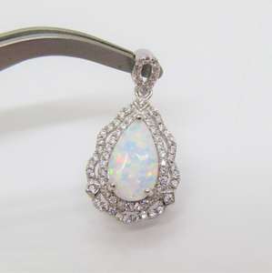 Colgante de ópalo blanco tallado en pera de plata de ley, joyería de plata, ópalo australiano - Product Image 3