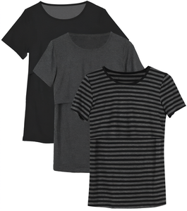 T-shirt d'allaitement de maternité à col rond et manches courtes en tricot anti-boulochage pour femme, idéal pour l'été et les occasions décontractées - Product Image 1