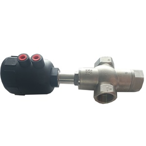 Garanzia di soddisfazione sanitario in acciaio inox SS304 SS316L 1/2 "in plastica pneumatica filo tre vie valvola sede angolare - Product Image 1