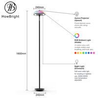Lampe de lecture LED intelligente moderne à projection d'aurore, lumière d'ambiance RGB avec synchronisation musicale, lampe sur pied réglable pour la maison, l'hôtel et le yoga